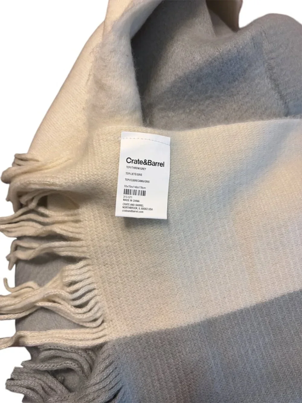 Crate & Barrel Throw Blanket – NWT Gray/Cream